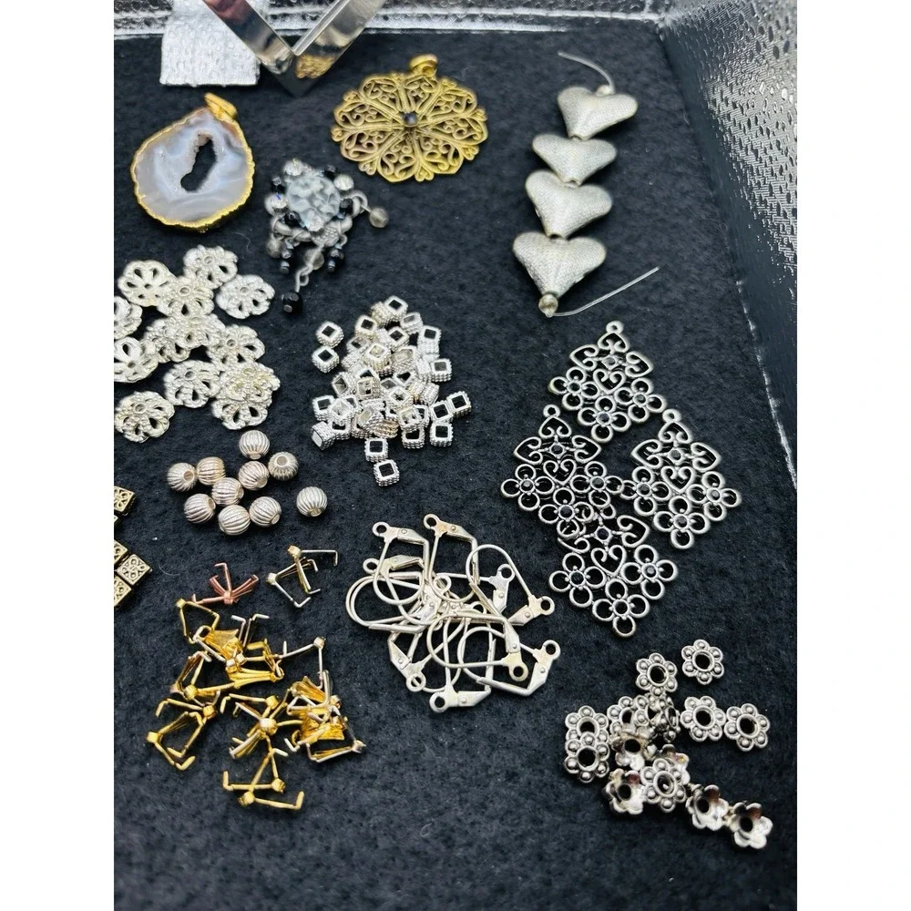 Lot Of New Jewelry Making Supplies Clasps Metal Cast Beads Dangle Loop Pendant